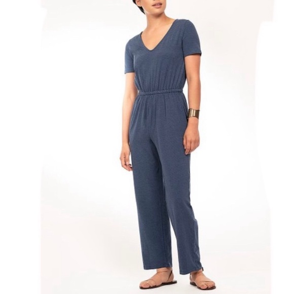 Synergy Organic Clothing Pants - Synergy organic cotton navy v neck jumpsuit large